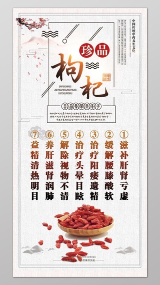 创意古色古香珍品枸杞农副产品中国传统文化宣传展板